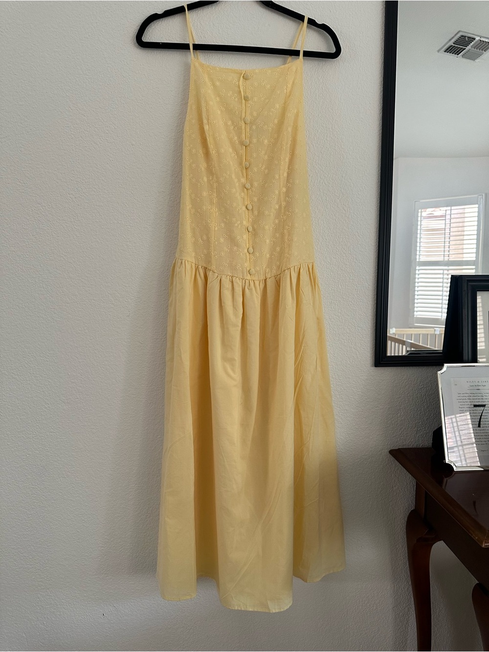 NWT TARGET Yellow Spaghetti-Strap Button Front Midi Dress S